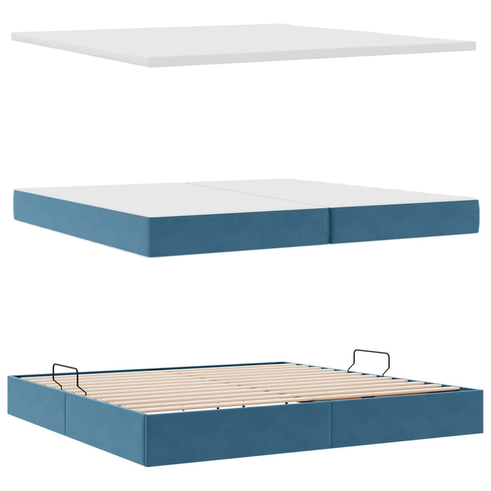 Letto con contenitore e LED Blu Scuro 200 x 200 cm Velluto 3372631