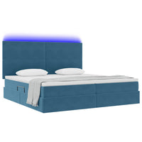 Letto con contenitore e LED Blu Scuro 200 x 200 cm Velluto 3372631