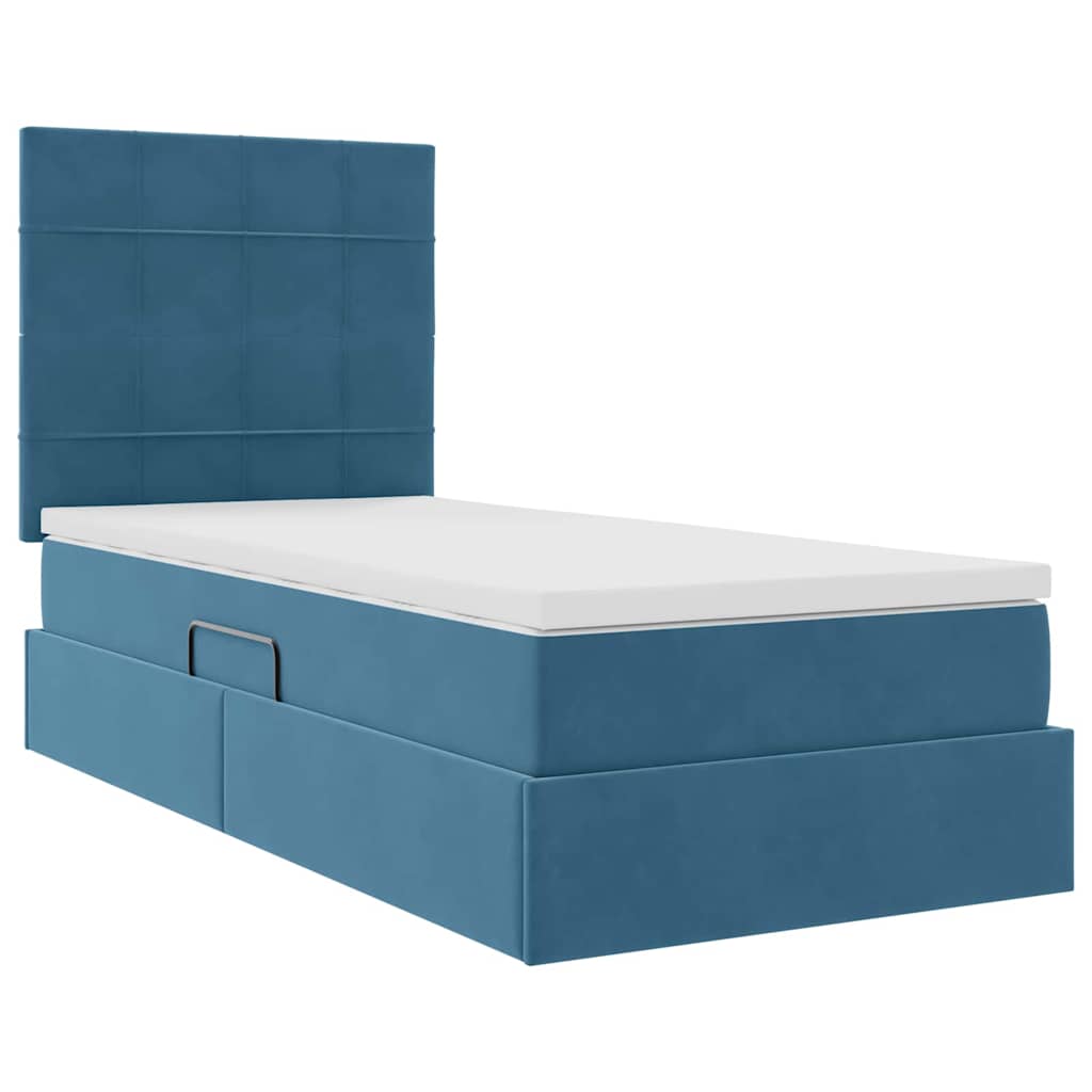 Letto con contenitore e LED Blu Scuro 90 x 190 cm Velluto 3372637