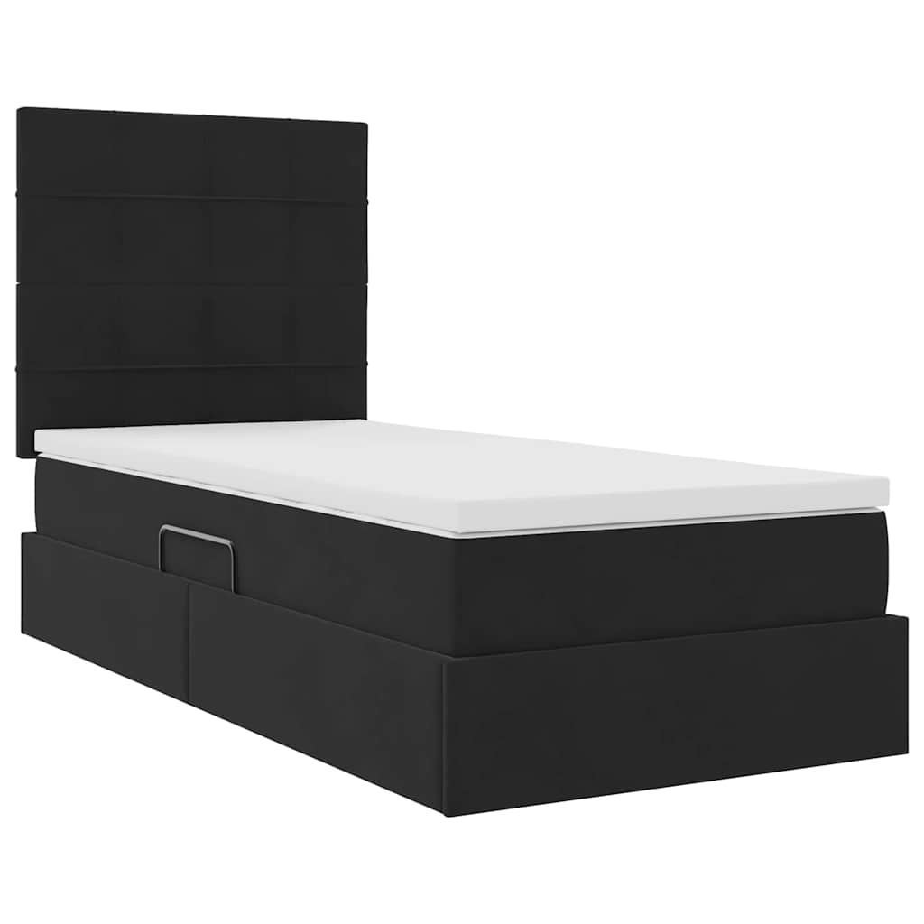 Letto con contenitore e LED con led Nero 90 x 200 cm Velluto 3372641