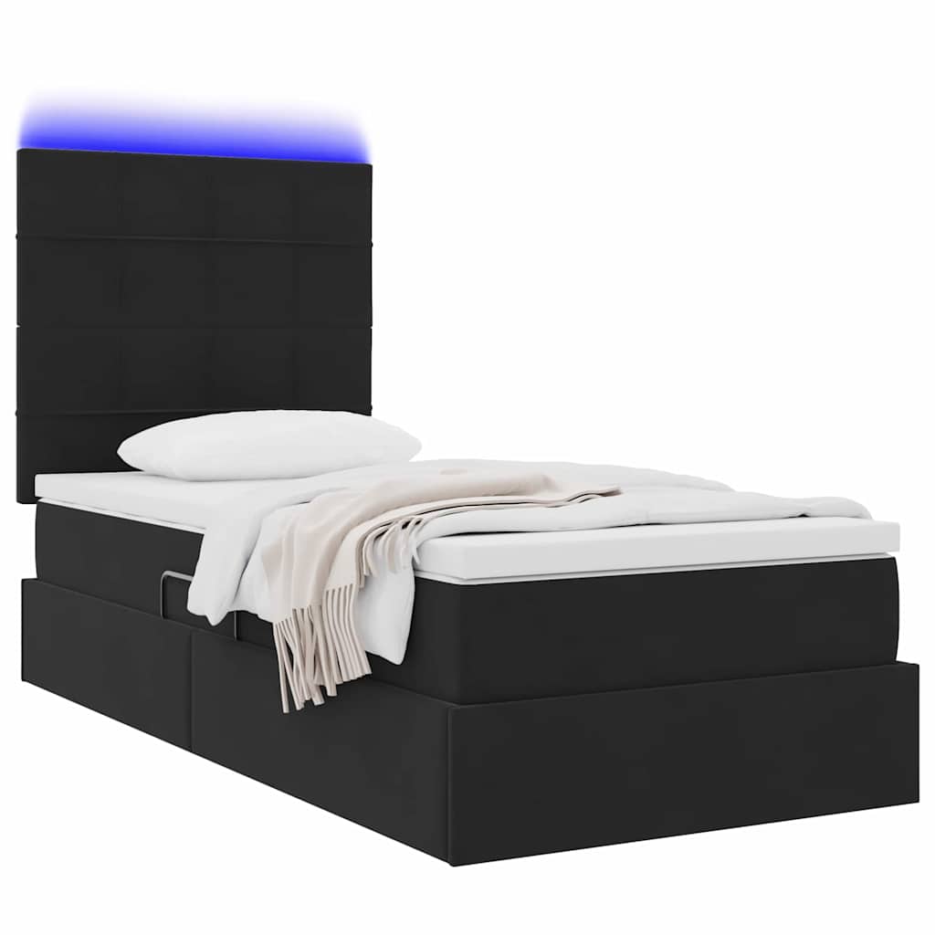 Letto con contenitore e LED con led Nero 90 x 200 cm Velluto 3372641