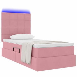 Letto con contenitore e LED con led Rosa 90 x 200 cm Velluto 3372644