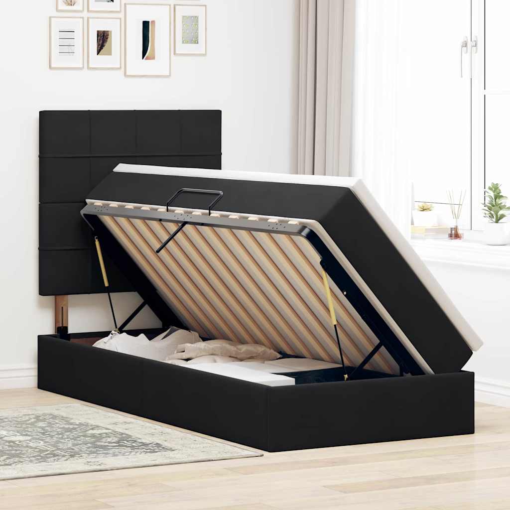 Letto con contenitore e LED con led Nero 100 x 200 cm Velluto 3372647