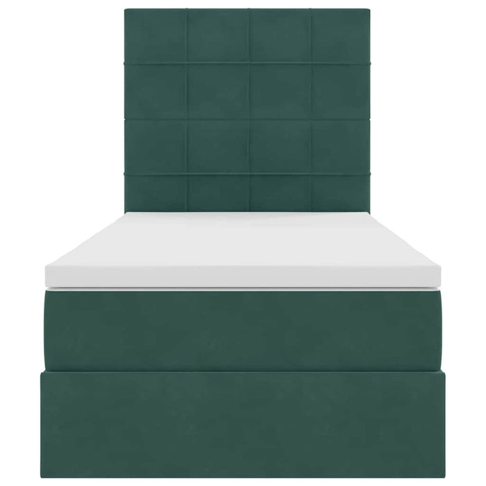 Letto con contenitore e LED Verde Scuro 100 x 200 cm Velluto 3372648