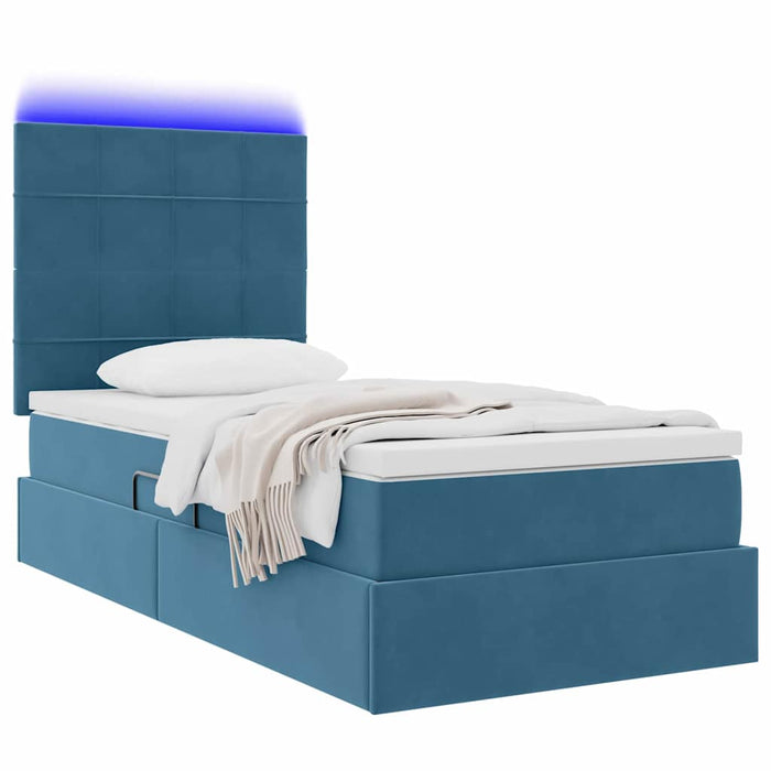 Letto con contenitore e LED Blu Scuro 100 x 200 cm Velluto 3372649