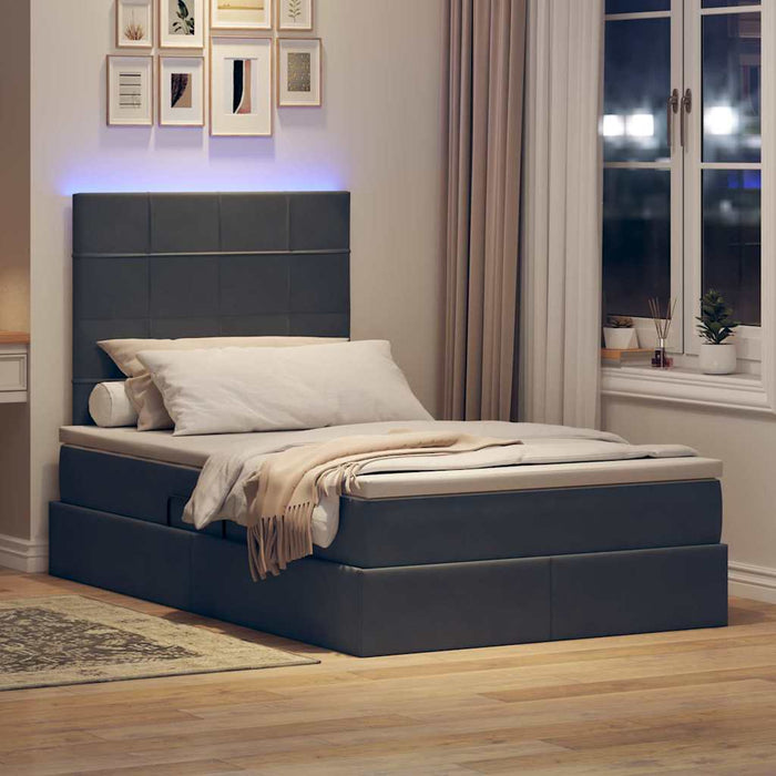 Letto con contenitore e LED Grigio scuro 120 x 190 cm Velluto 3372652