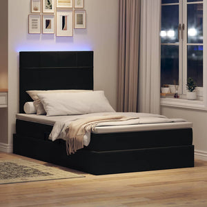 Letto con contenitore e LED Nero 120 x 190 cm Velluto 3372653