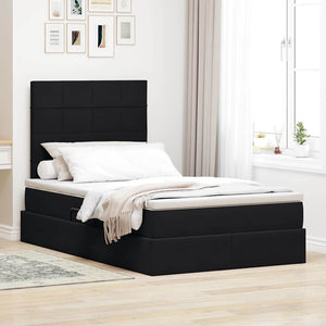 Letto con contenitore e LED Nero 120 x 190 cm Velluto 3372653