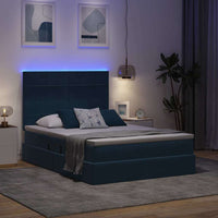 Letto con luci a strisce a LED Blu Scuro 140 x 190 cm Velluto 3372667