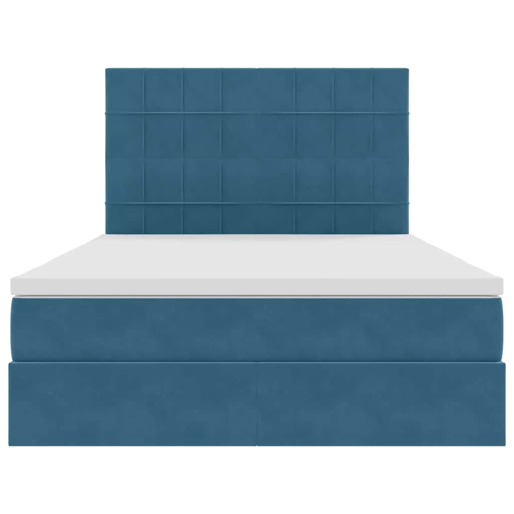 Letto con luci a strisce a LED Blu Scuro 140 x 190 cm Velluto 3372667