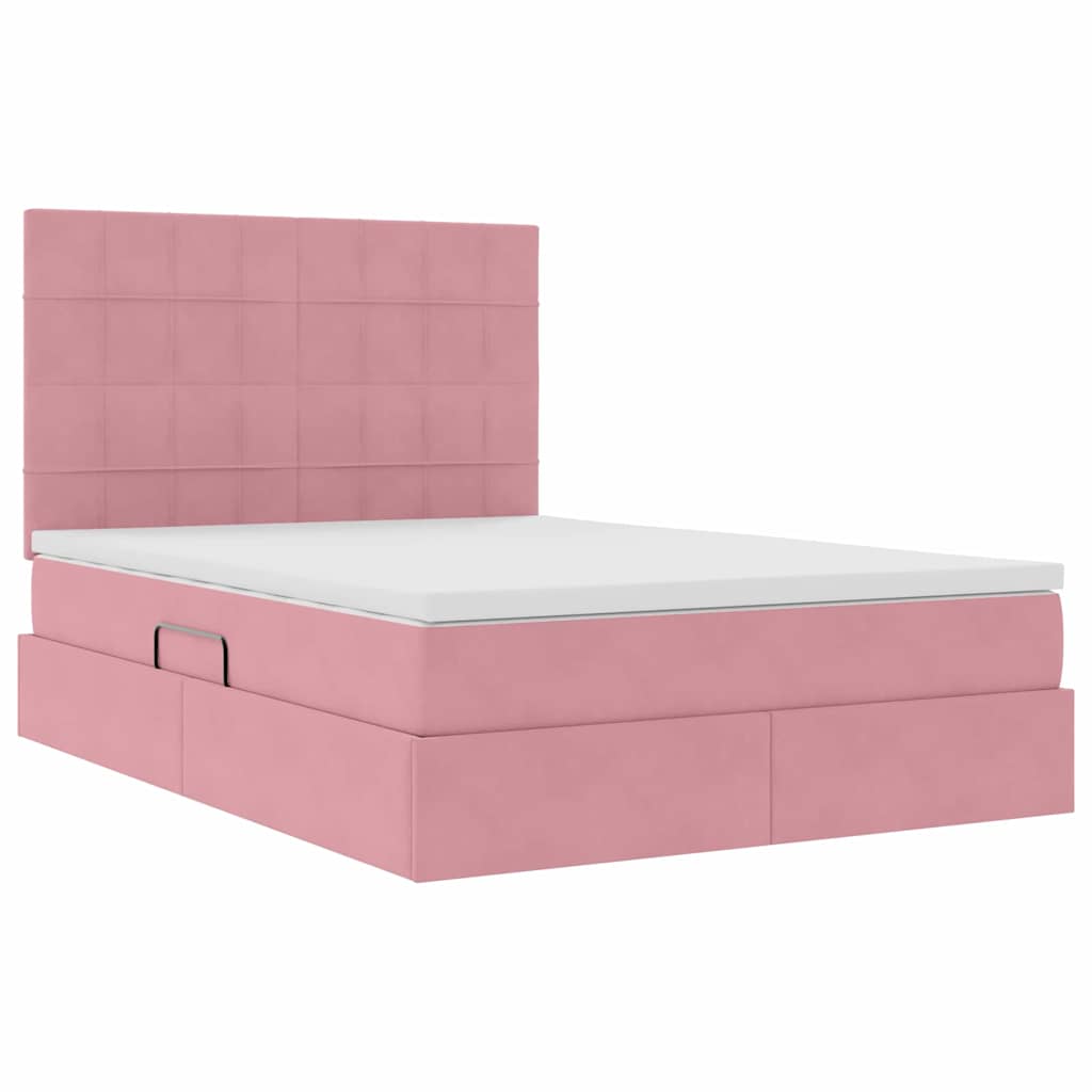 Letto con luci a strisce a LED Rosa 140 x 190 cm Velluto 3372668