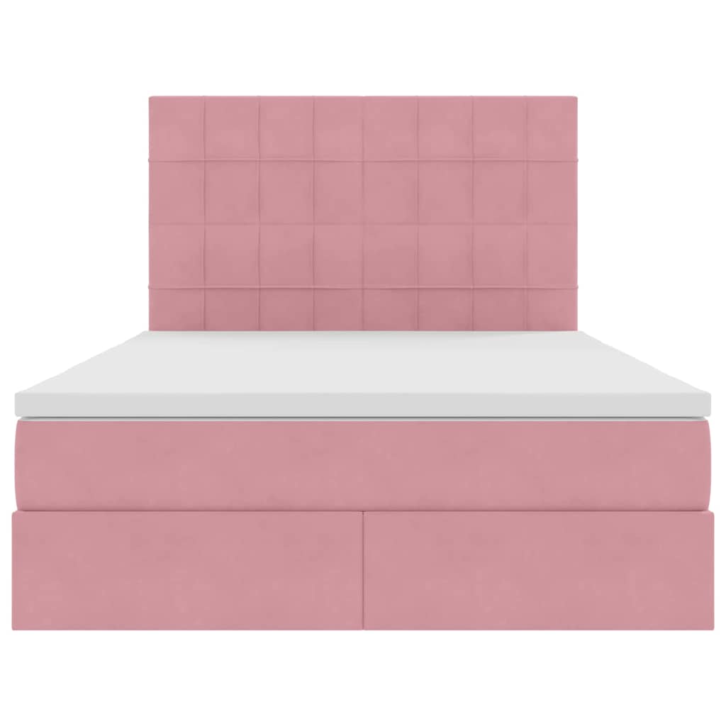 Letto con luci a strisce a LED Rosa 140 x 190 cm Velluto 3372668