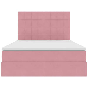 Letto con luci a strisce a LED Rosa 140 x 190 cm Velluto 3372668