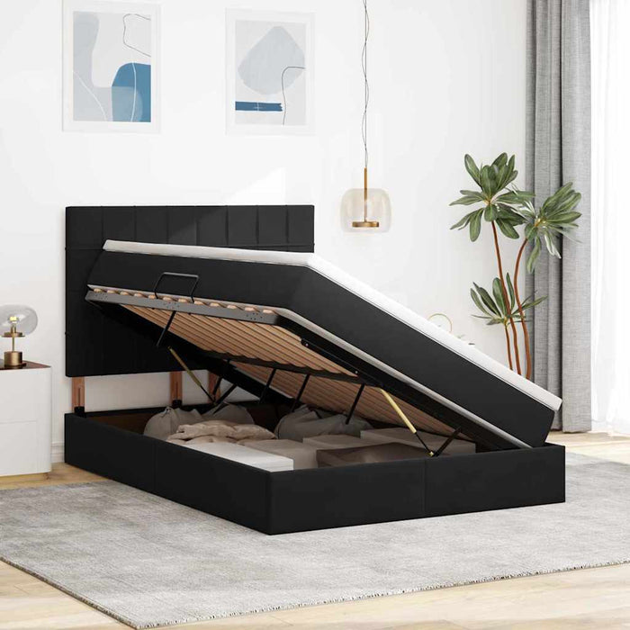 Letto con luci a strisce a LED Nero 140 x 200 cm Velluto 3372671