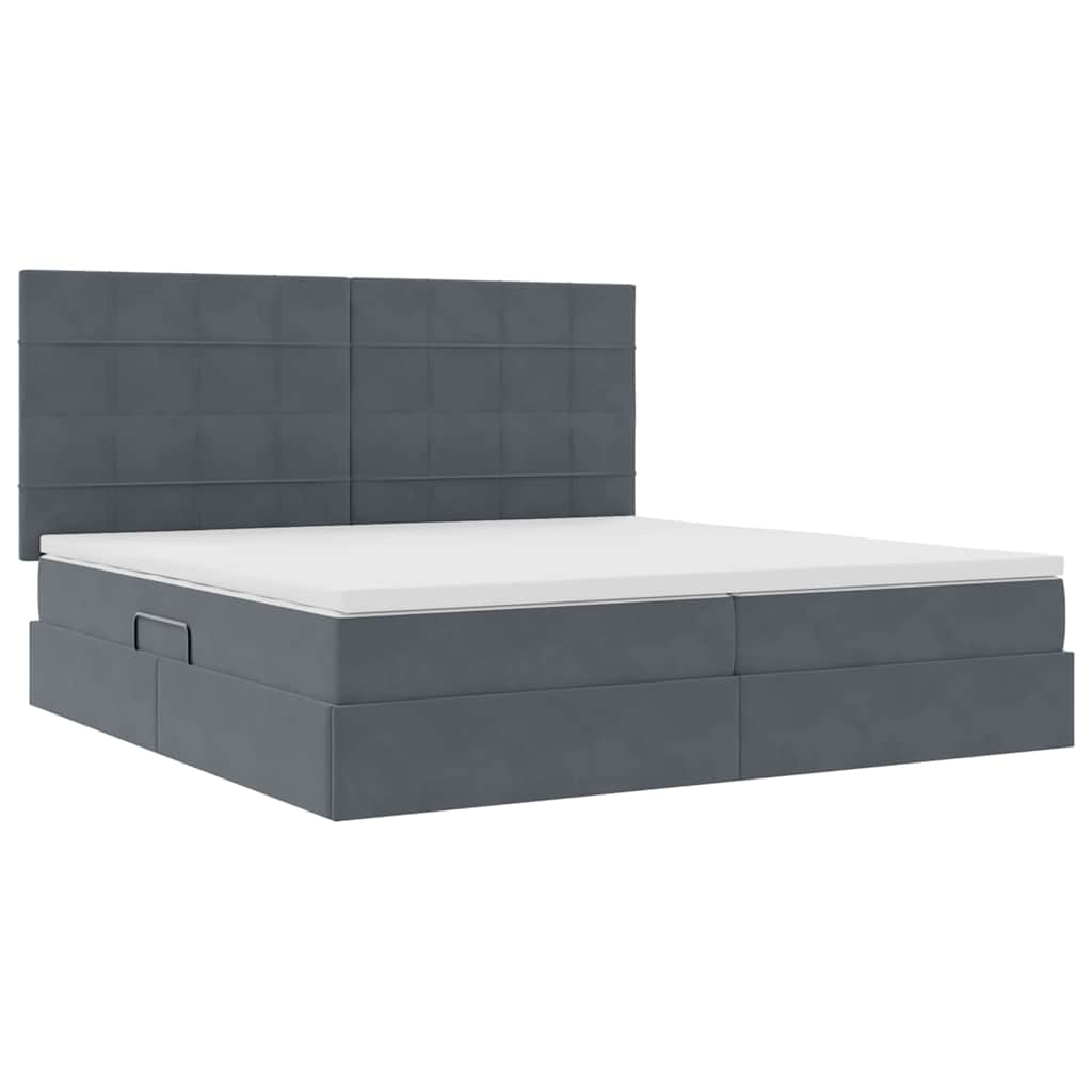 Letto con contenitore e LED Grigio scuro 200 x 200 cm Velluto 3372688