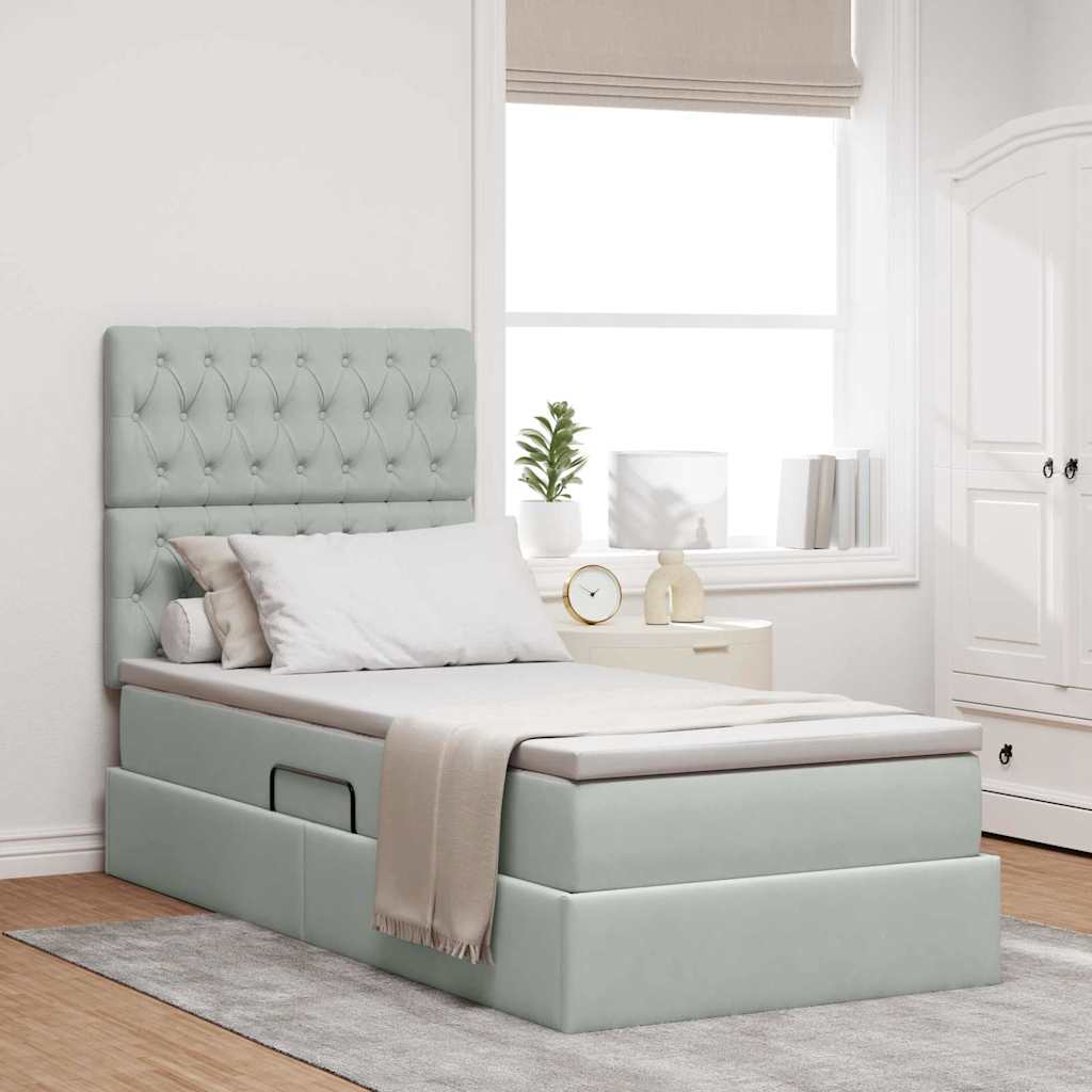 Letto con contenitore e LED Grigio chiaro 90 x 190 cm Velluto 3372693