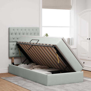 Letto con contenitore e LED Grigio chiaro 90 x 190 cm Velluto 3372693