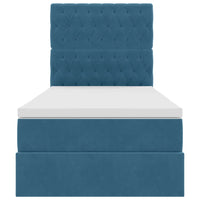 Letto con contenitore e LED Blu Scuro 90 x 190 cm Velluto 3372697