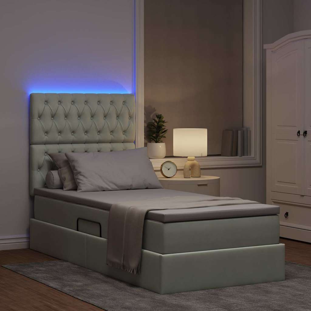 Letto con contenitore e LED Grigio chiaro 90 x 200 cm Velluto 3372699