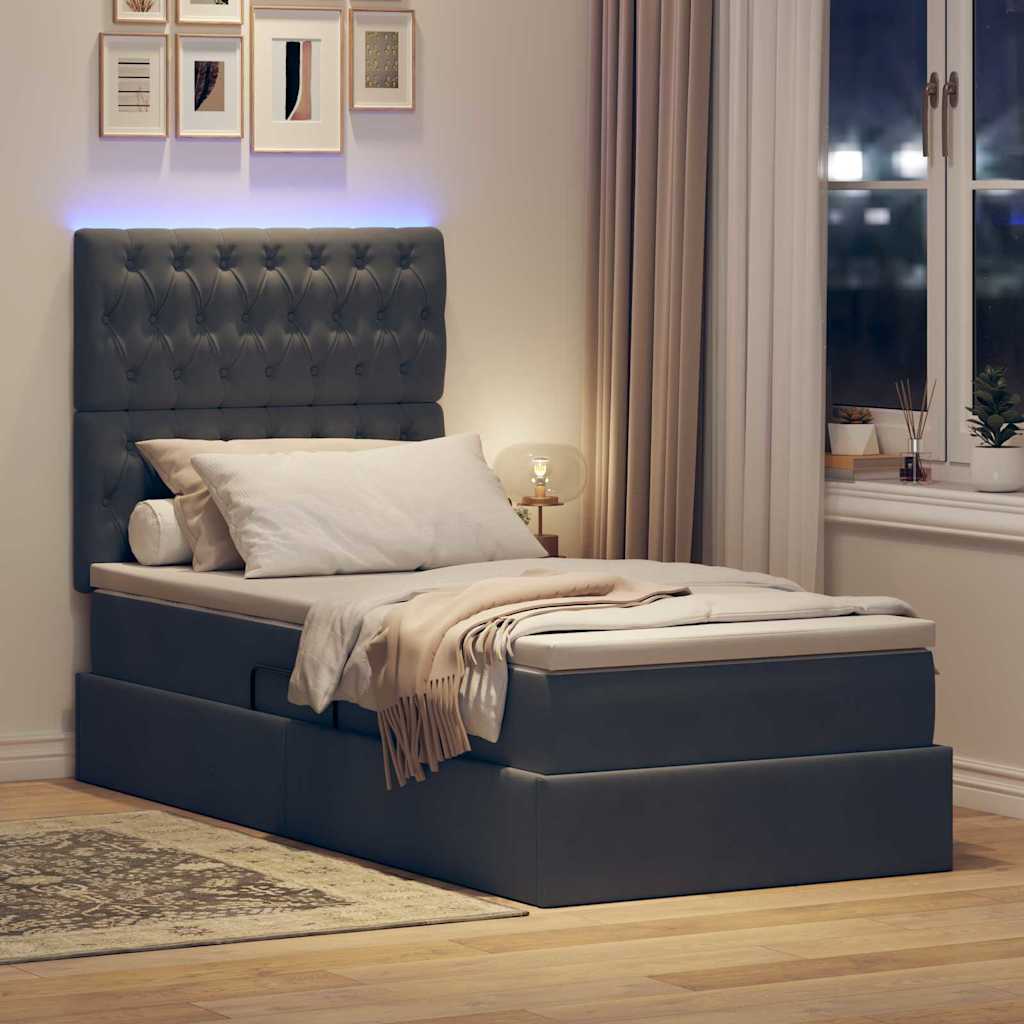 Letto con contenitore e LED Grigio scuro 90 x 200 cm Velluto 3372700