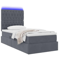 Letto con contenitore e LED Grigio scuro 90 x 200 cm Velluto 3372700