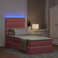 Letto con contenitore e LED con led Rosa 90 x 200 cm Velluto 3372704