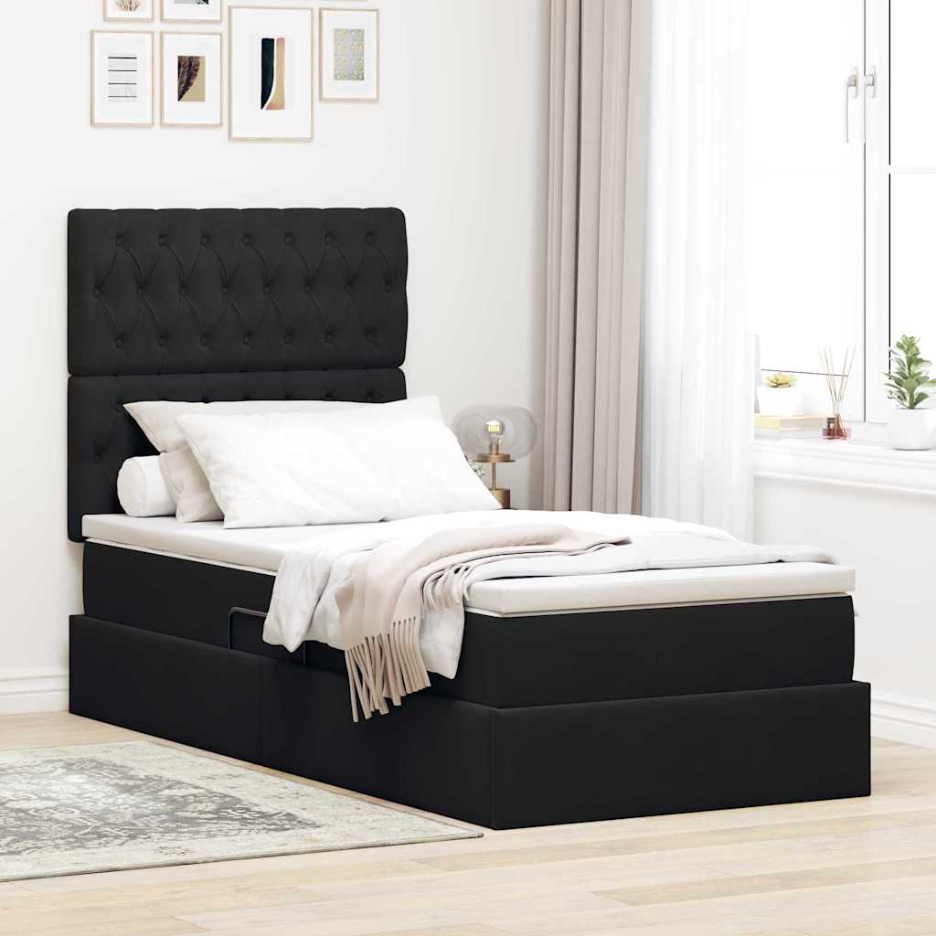 Letto con contenitore e LED con led Nero 100 x 200 cm Velluto 3372707