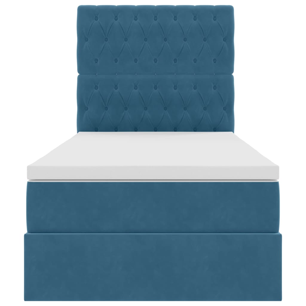 Letto con contenitore e LED Blu Scuro 100 x 200 cm Velluto 3372709