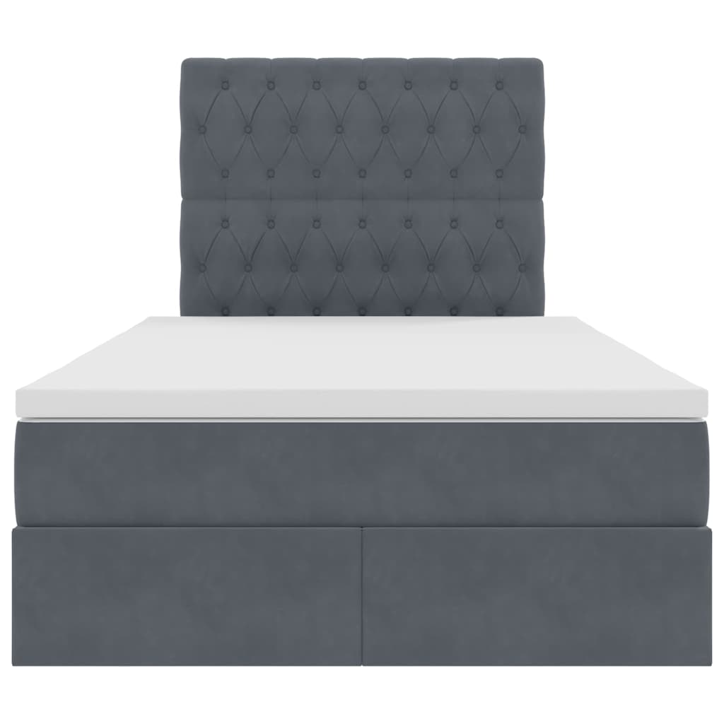 Letto con contenitore e LED Grigio scuro 120 x 190 cm Velluto 3372712