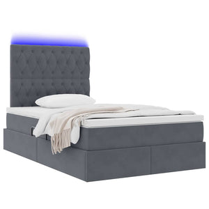 Letto con contenitore e LED Grigio scuro 120 x 190 cm Velluto 3372712