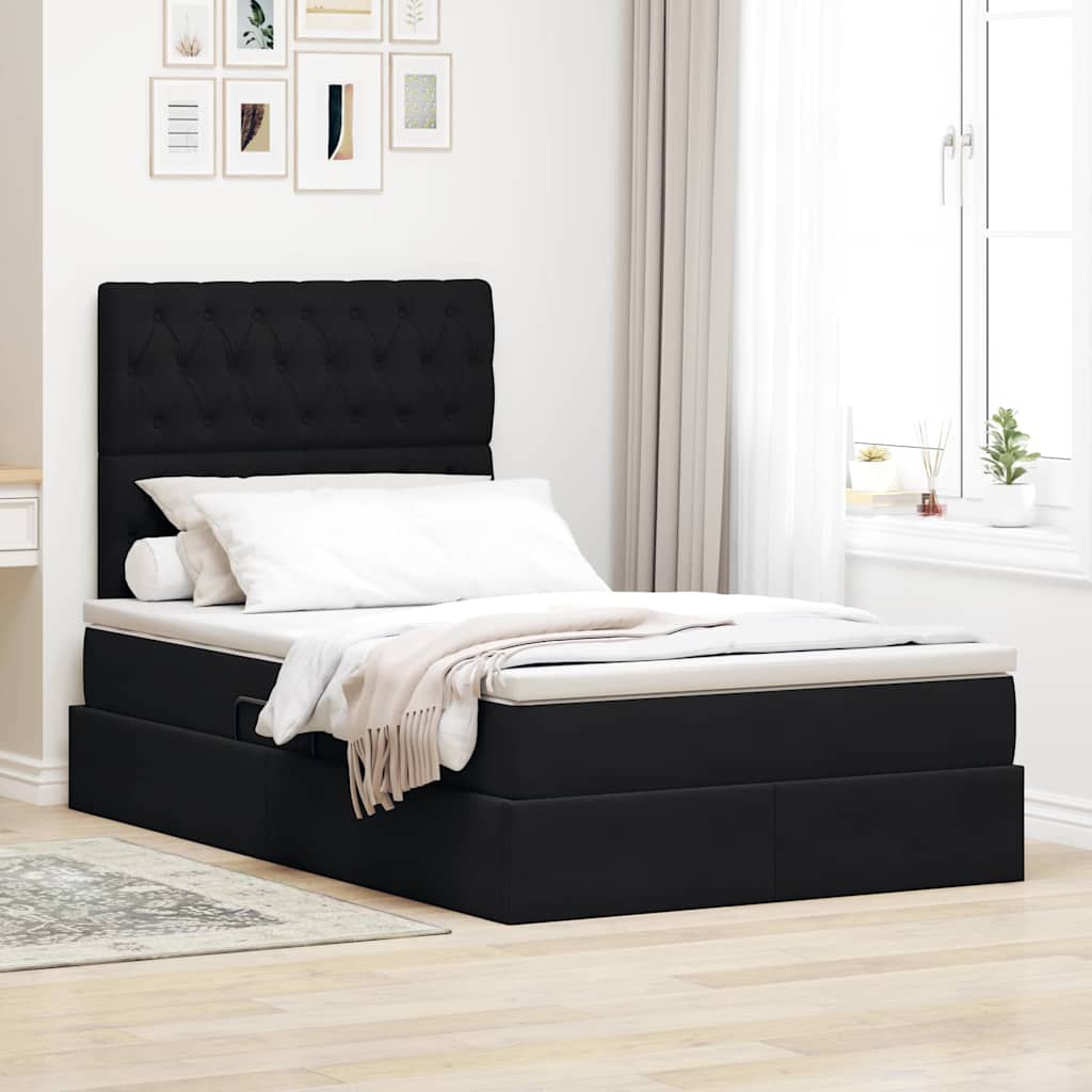 Letto con contenitore e LED Nero 120 x 190 cm Velluto 3372713