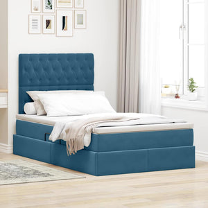Letto con contenitore e LED Blu 120 x 190 cm Velluto 3372715