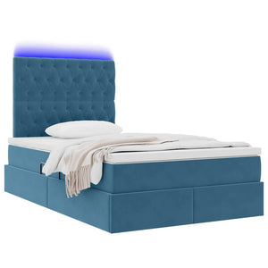 Letto con contenitore e LED Blu 120 x 190 cm Velluto 3372715