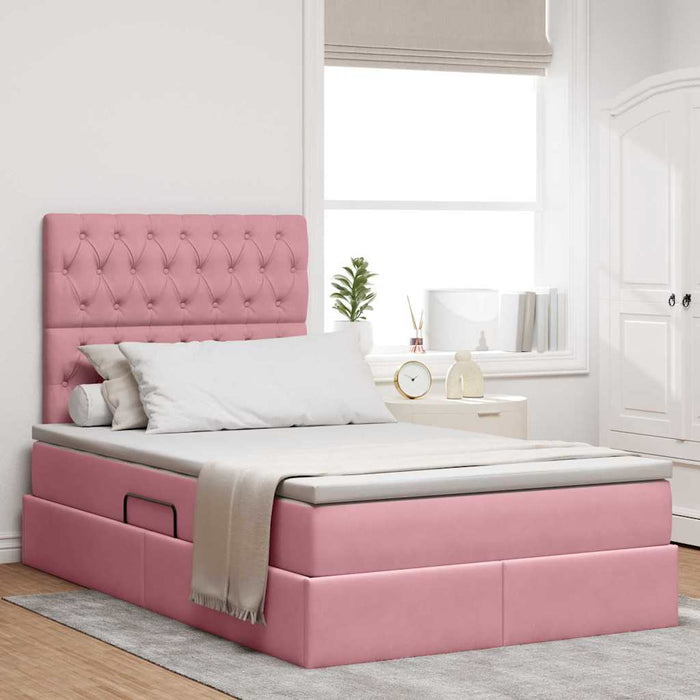 Letto con contenitore e LED con led Rosa 120 x 200 cm Velluto 3372722