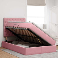 Letto con contenitore e LED con led Rosa 120 x 200 cm Velluto 3372722