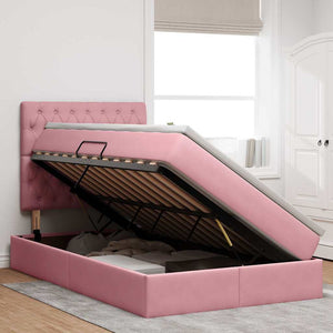 Letto con contenitore e LED con led Rosa 120 x 200 cm Velluto 3372722