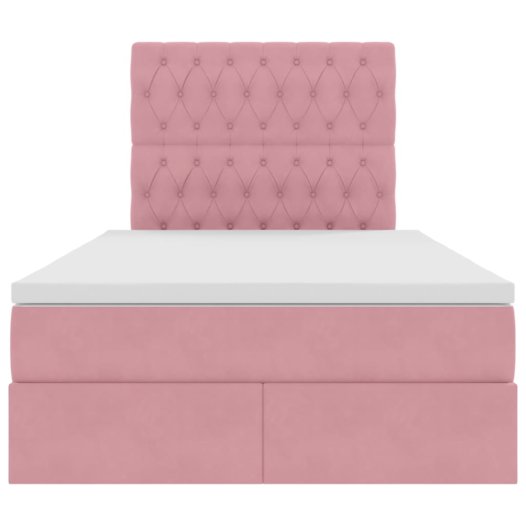 Letto con contenitore e LED con led Rosa 120 x 200 cm Velluto 3372722