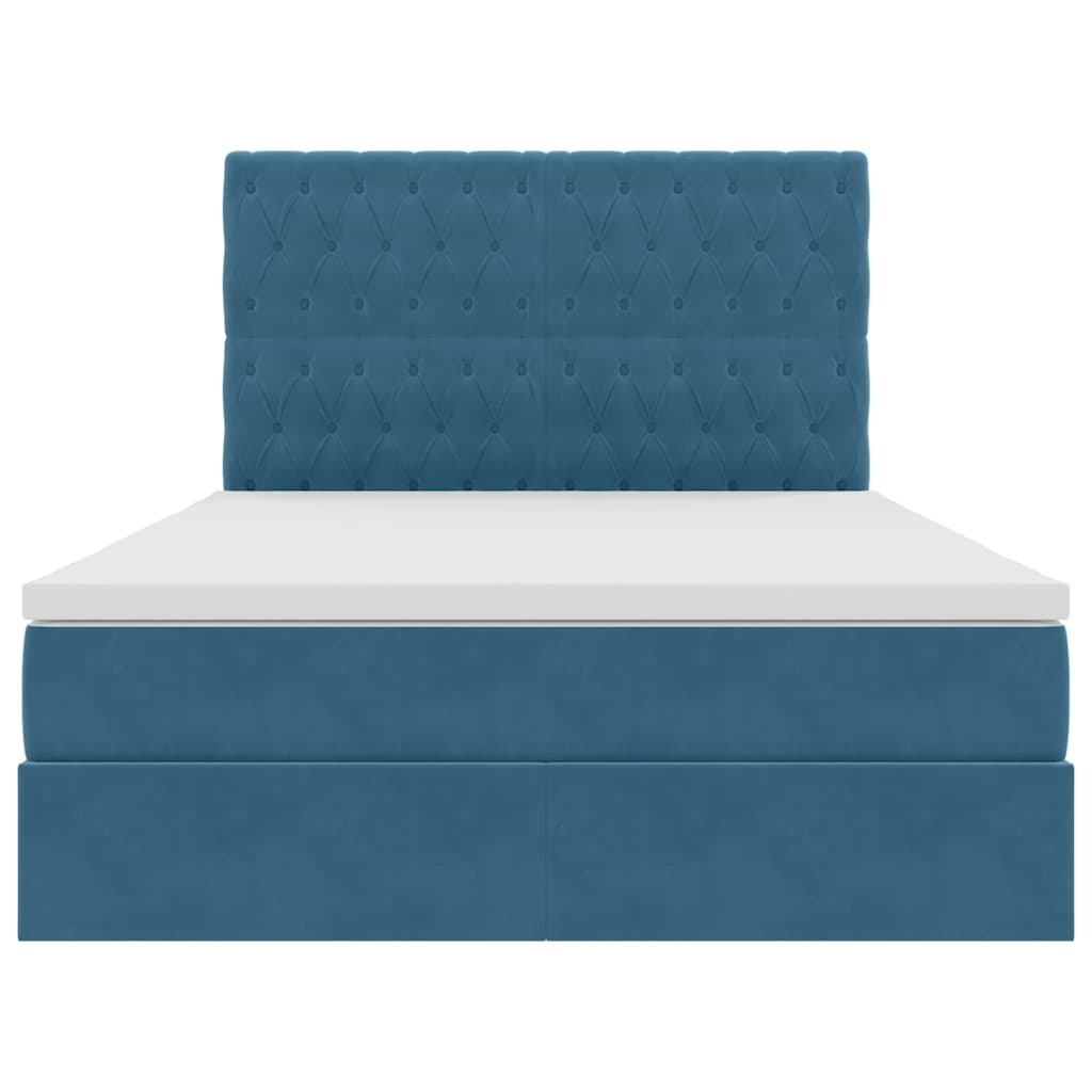 Letto con luci a strisce a LED Blu Scuro 140 x 190 cm Velluto 3372727