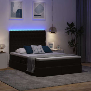 Letto con luci a strisce a LED Nero 140 x 200 cm Velluto 3372731