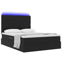 Letto con luci a strisce a LED Nero 140 x 200 cm Velluto 3372731