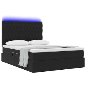 Letto con luci a strisce a LED Nero 140 x 200 cm Velluto 3372731