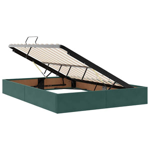 Letto con luci a strisce a LED Verde Scuro 140 x 200 cm Velluto 3372732