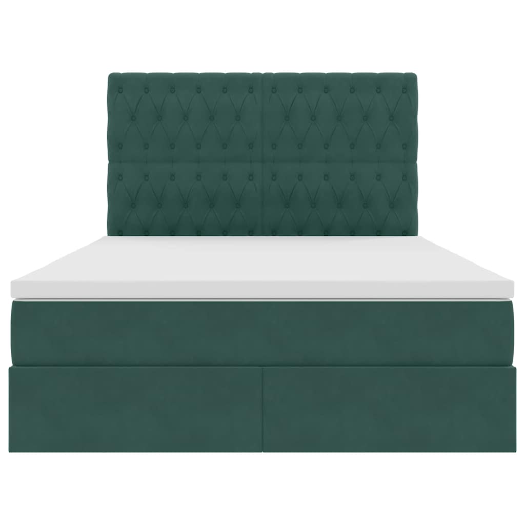 Letto con luci a strisce a LED Verde Scuro 140 x 200 cm Velluto 3372732