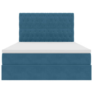 Letto con luci a strisce a LED Blu Scuro 140 x 200 cm Velluto 3372733