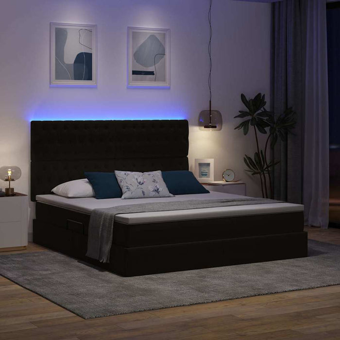 Letto con luci a strisce a LED Nero 180 x 200 cm Velluto 3372743