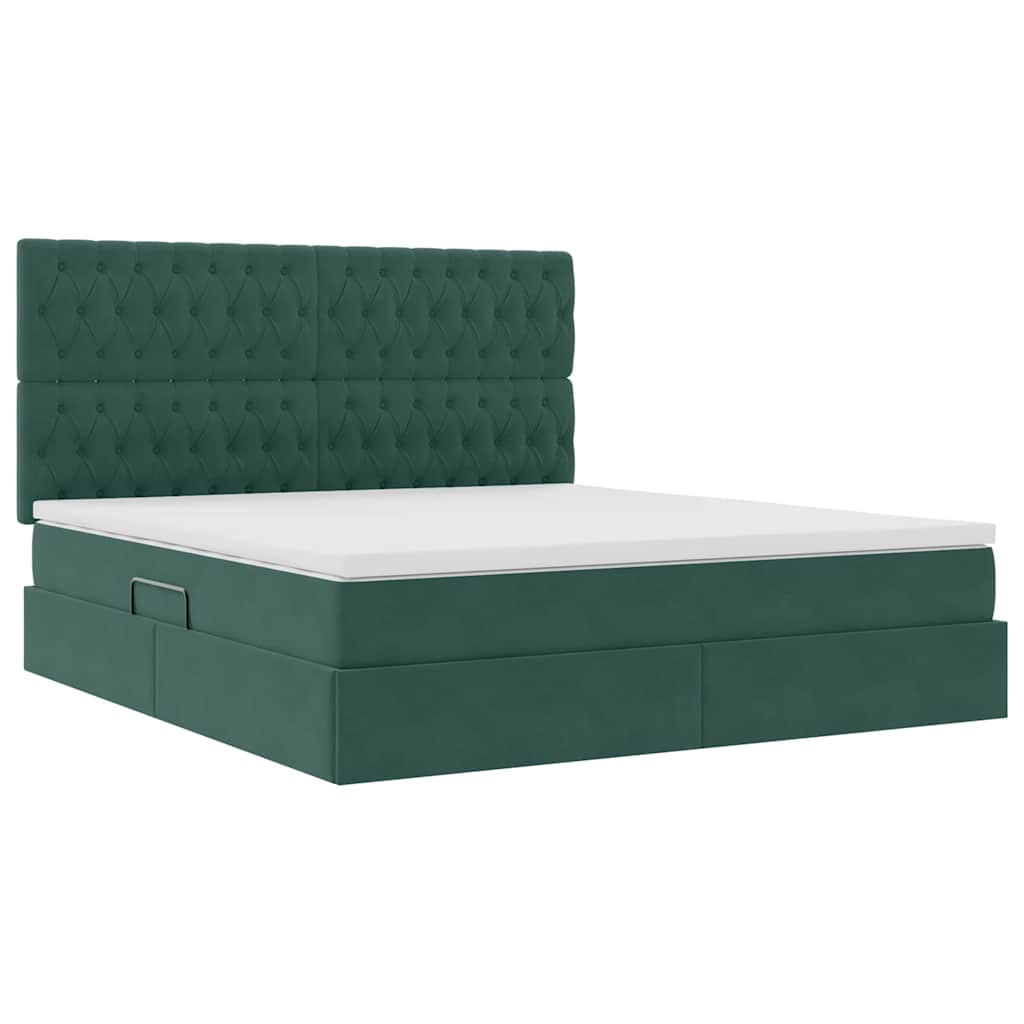 Letto con luci a strisce a LED Verde Scuro 180 x 200 cm Velluto 3372744