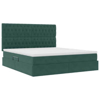 Letto con luci a strisce a LED Verde Scuro 180 x 200 cm Velluto 3372744