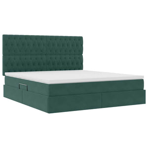 Letto con luci a strisce a LED Verde Scuro 180 x 200 cm Velluto 3372744