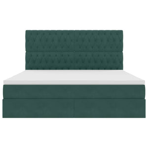 Letto con luci a strisce a LED Verde Scuro 180 x 200 cm Velluto 3372744