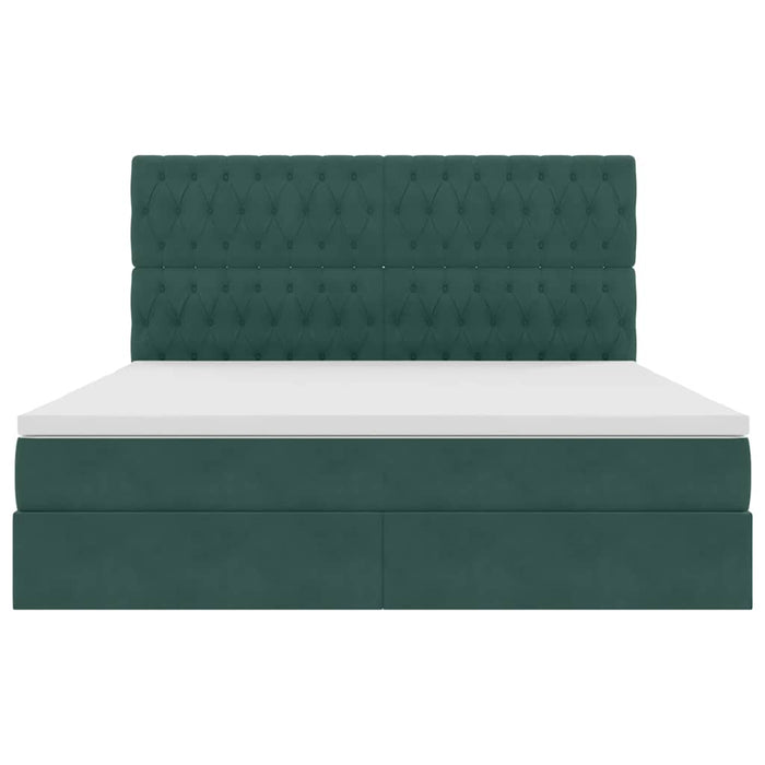 Letto con luci a strisce a LED Verde Scuro 180 x 200 cm Velluto 3372744